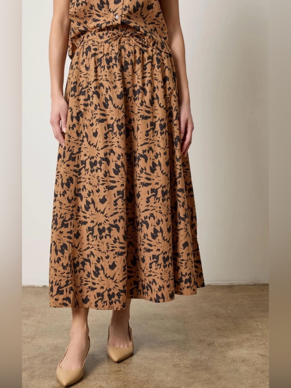Lilla P Brown and Black Print Maxi Skirt